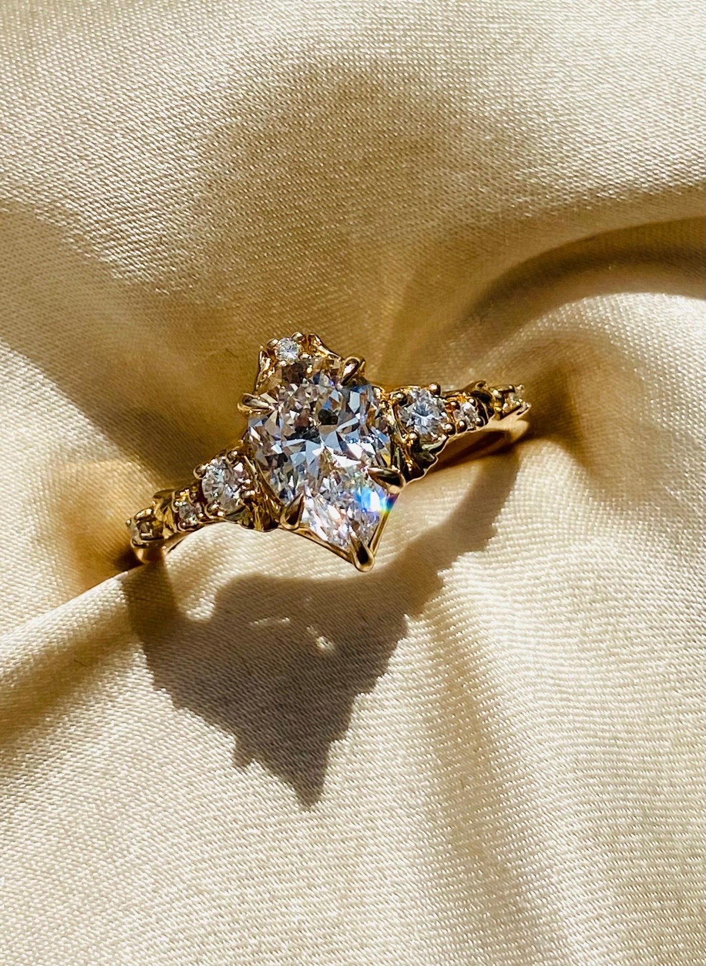 Moval Swirl Semi Pave Engagement Ring – 2.5 CT Lab Grown Diamond