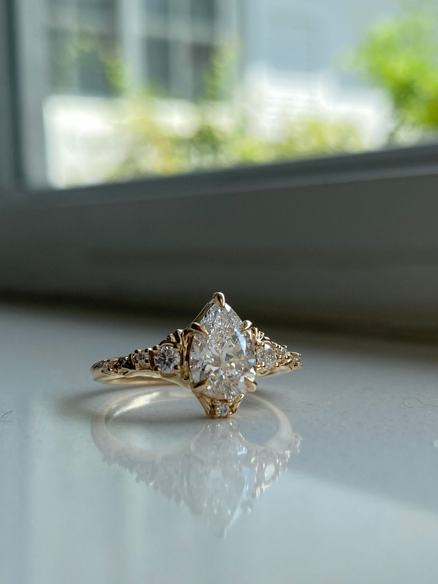 Moval Swirl Semi Pave Engagement Ring – 2.5 CT Lab Grown Diamond