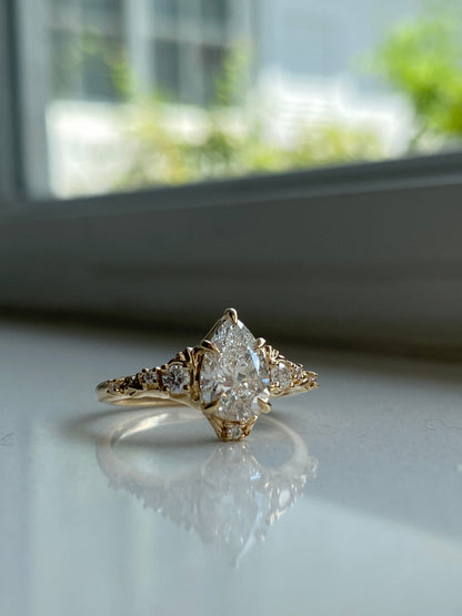 Moval Swirl Semi Pave Engagement Ring – 2.5 CT Lab Grown Diamond