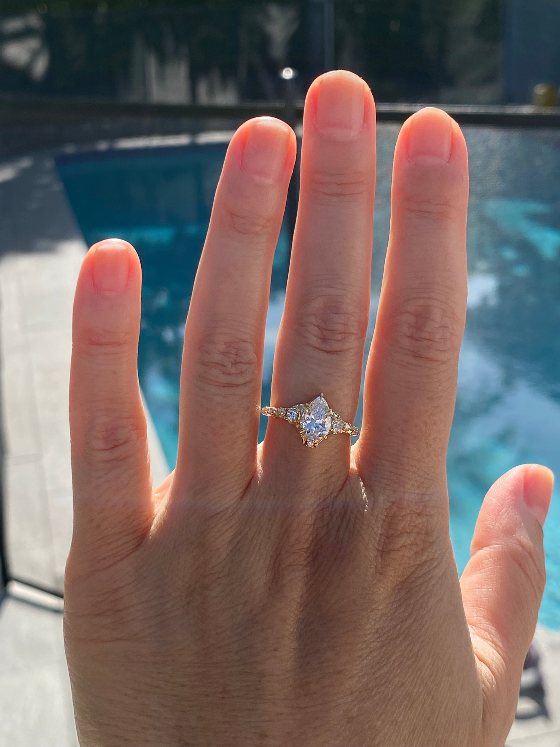 Moval Swirl Semi Pave Engagement Ring – 2.5 CT Lab Grown Diamond