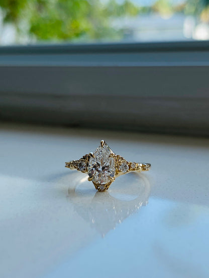 Moval Swirl Semi Pave Engagement Ring – 2.5 CT Lab Grown Diamond