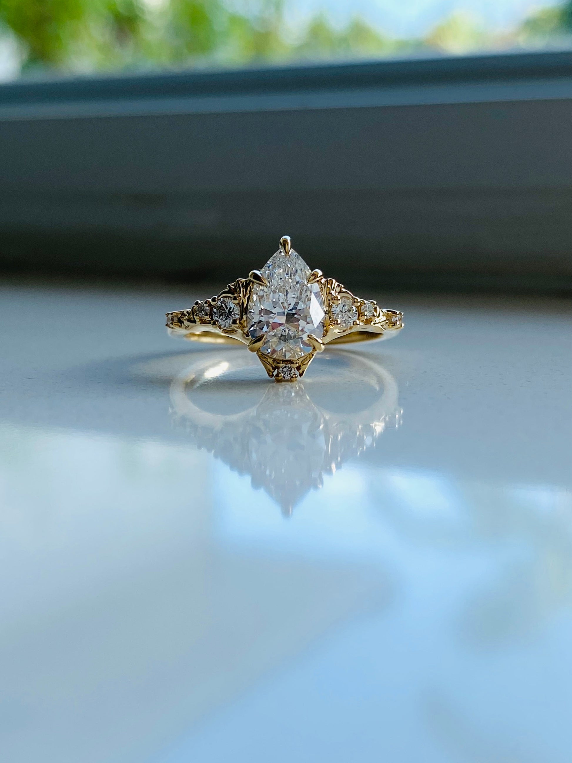Moval Swirl Semi Pave Engagement Ring – 2.5 CT Lab Grown Diamond