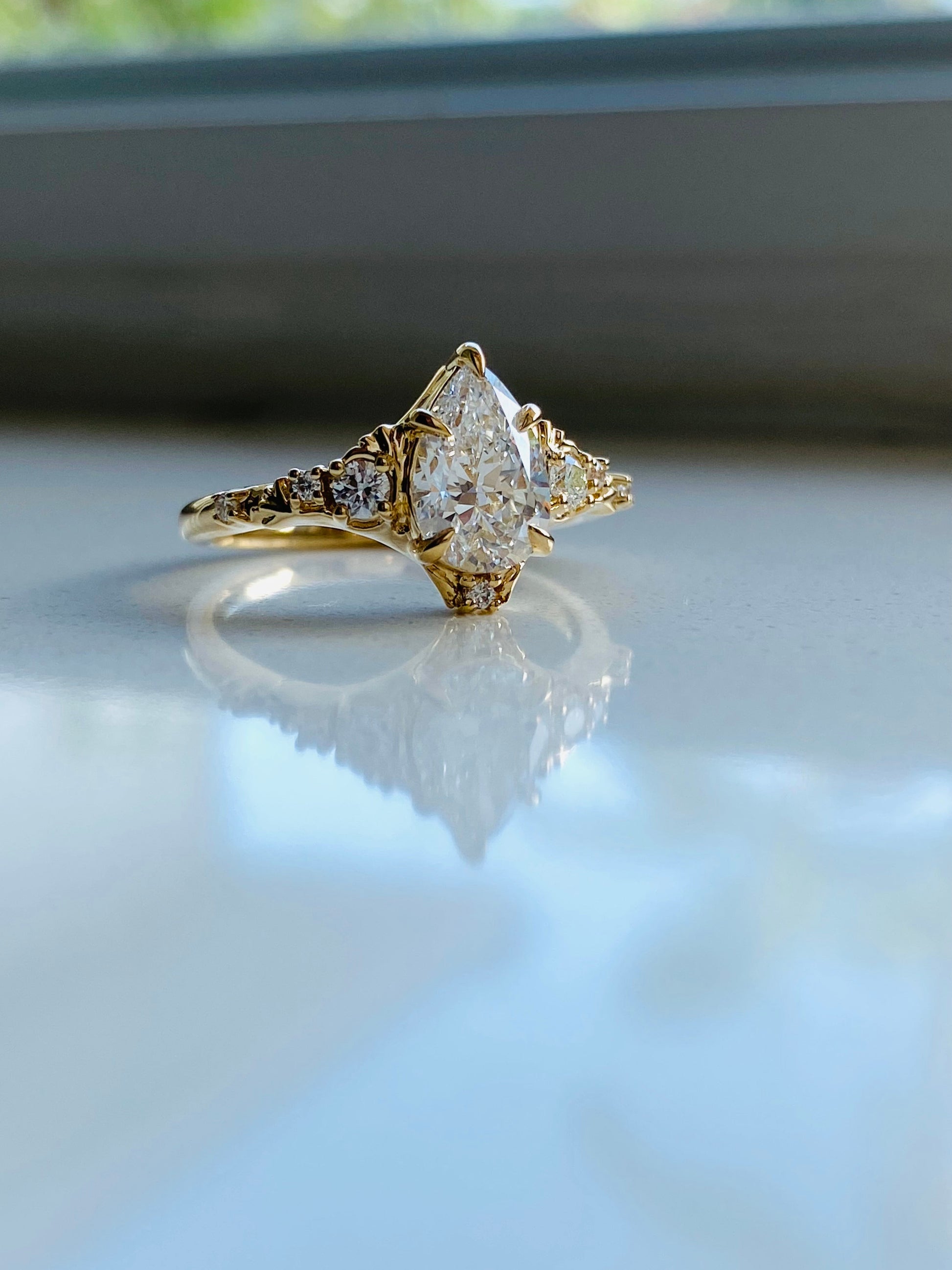 Moval Swirl Semi Pave Engagement Ring – 2.5 CT Lab Grown Diamond