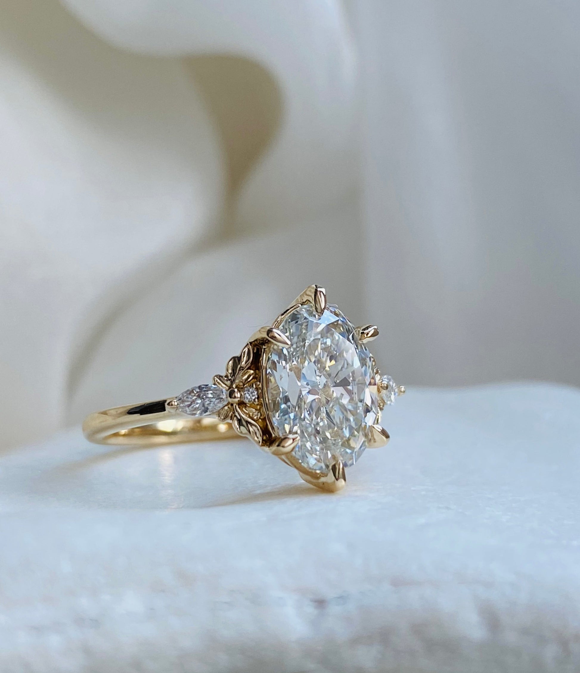 Moval Swirl Semi Pave Engagement Ring – 2.5 CT Lab Grown Diamond