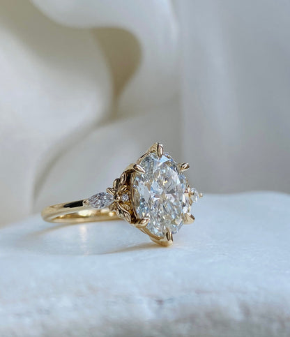 Moval Swirl Semi Pave Engagement Ring – 2.5 CT Lab Grown Diamond