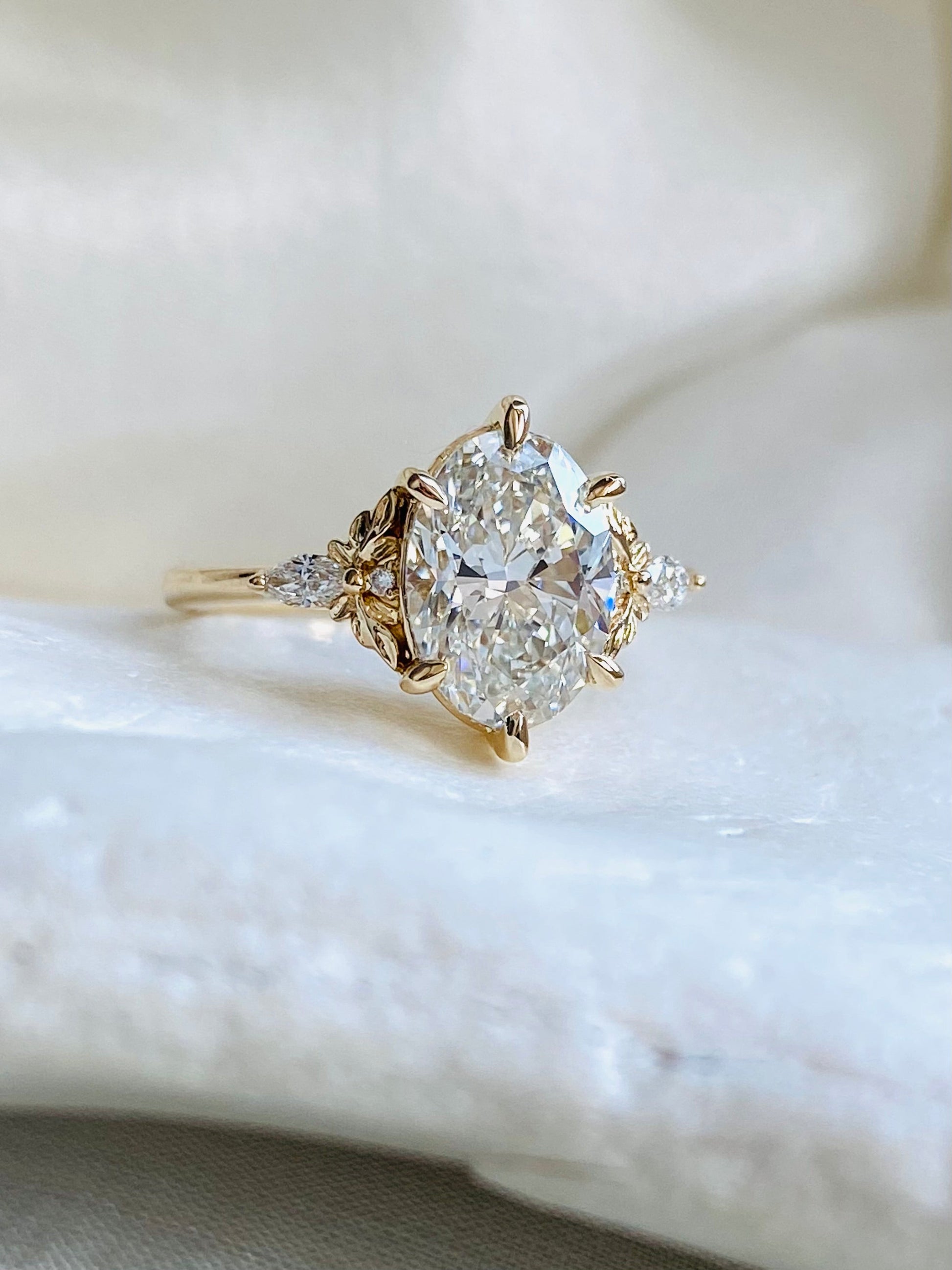 Moval Swirl Semi Pave Engagement Ring – 2.5 CT Lab Grown Diamond