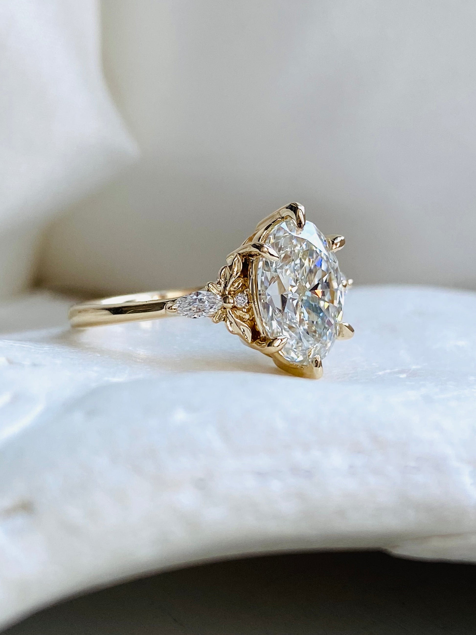 Moval Swirl Semi Pave Engagement Ring – 2.5 CT Lab Grown Diamond
