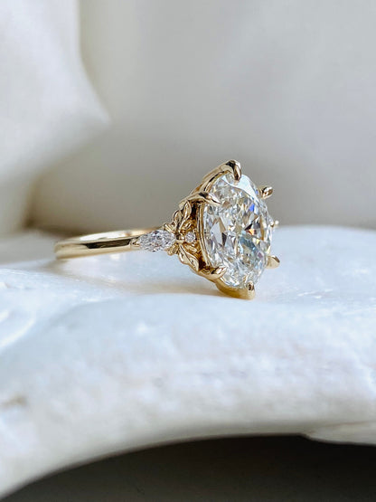 Moval Swirl Semi Pave Engagement Ring – 2.5 CT Lab Grown Diamond