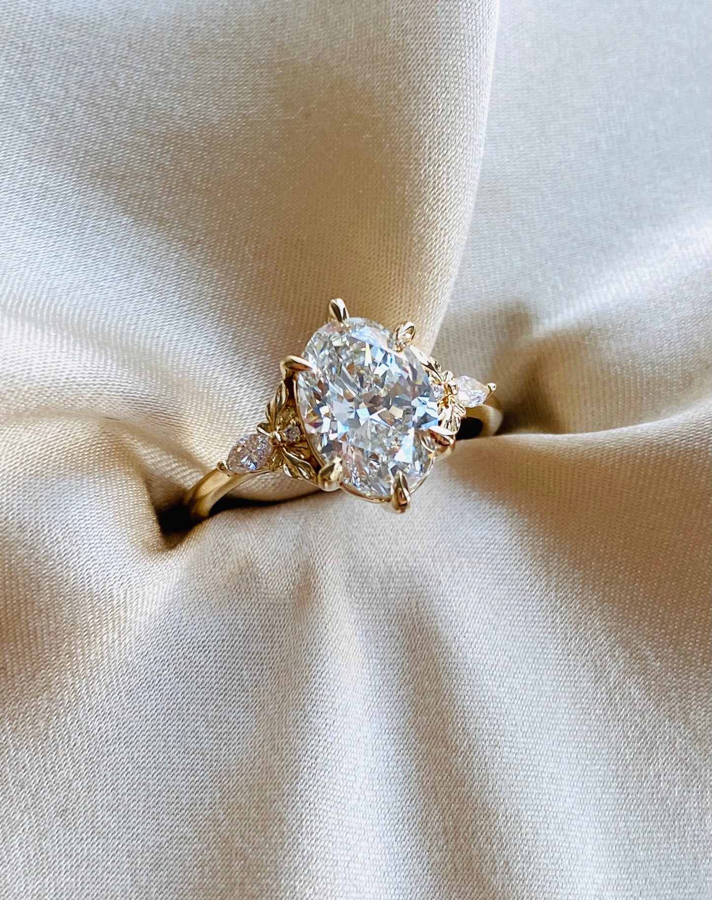 Moval Swirl Semi Pave Engagement Ring – 2.5 CT Lab Grown Diamond