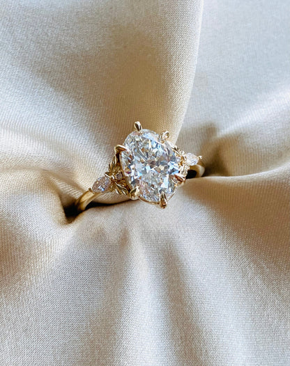 Moval Swirl Semi Pave Engagement Ring – 2.5 CT Lab Grown Diamond
