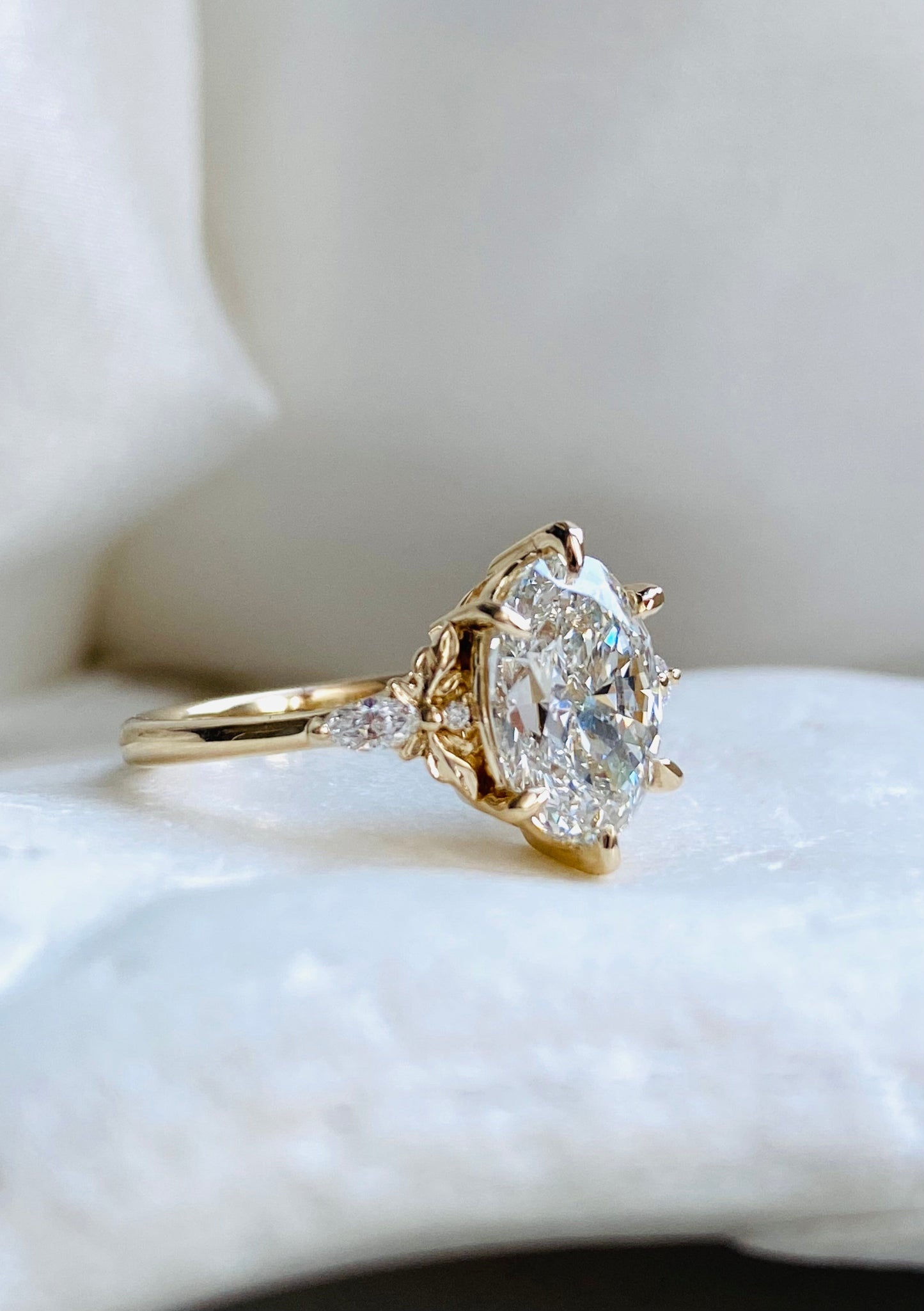 Moval Swirl Semi Pave Engagement Ring – 2.5 CT Lab Grown Diamond