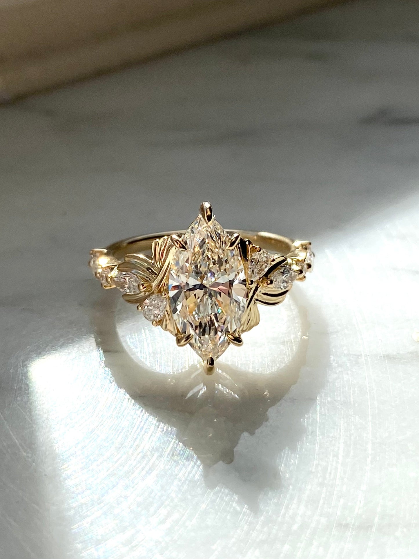 Moval Swirl Semi Pave Engagement Ring – 2.5 CT Lab Grown Diamond