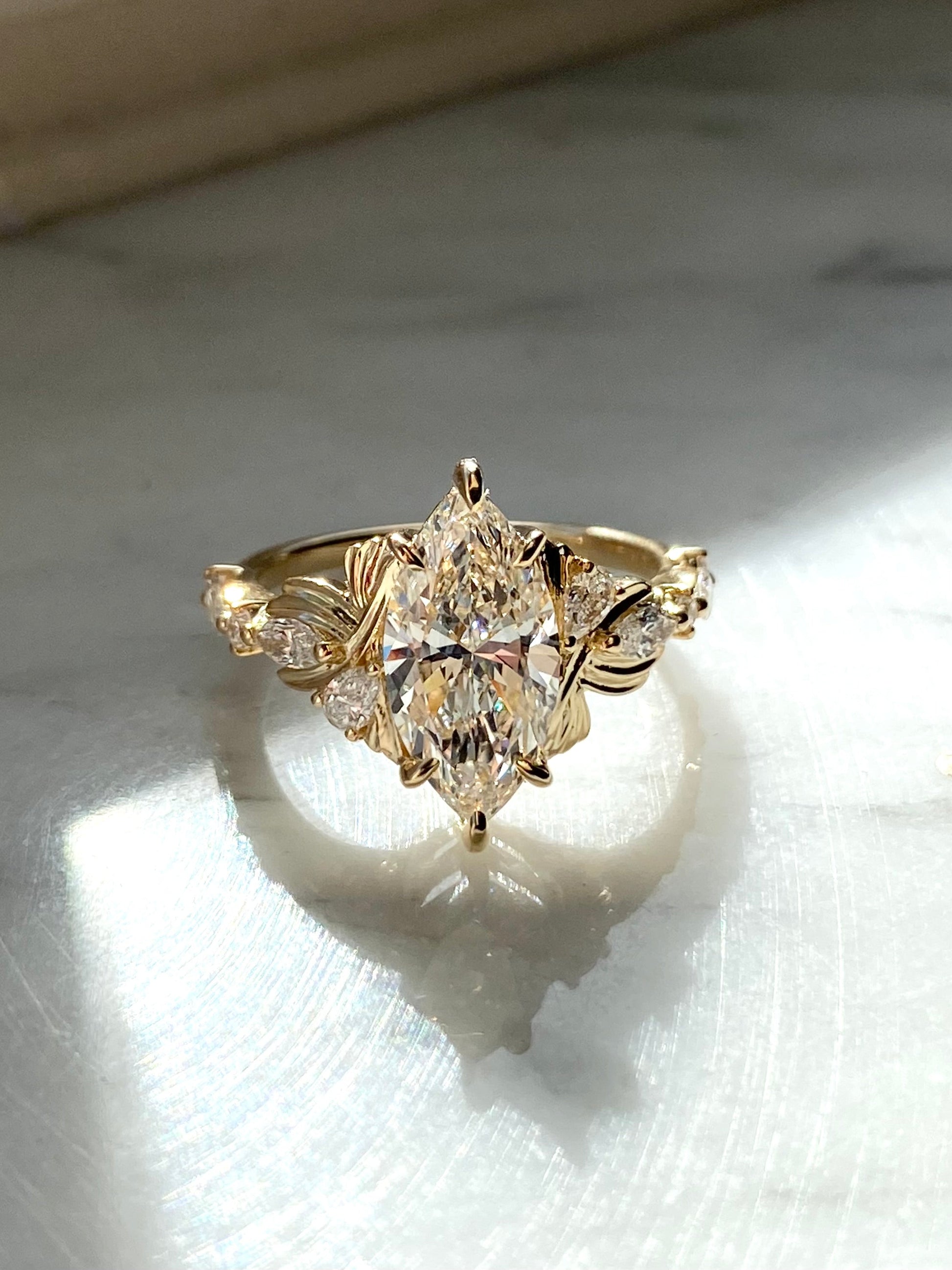 Moval Swirl Semi Pave Engagement Ring – 2.5 CT Lab Grown Diamond