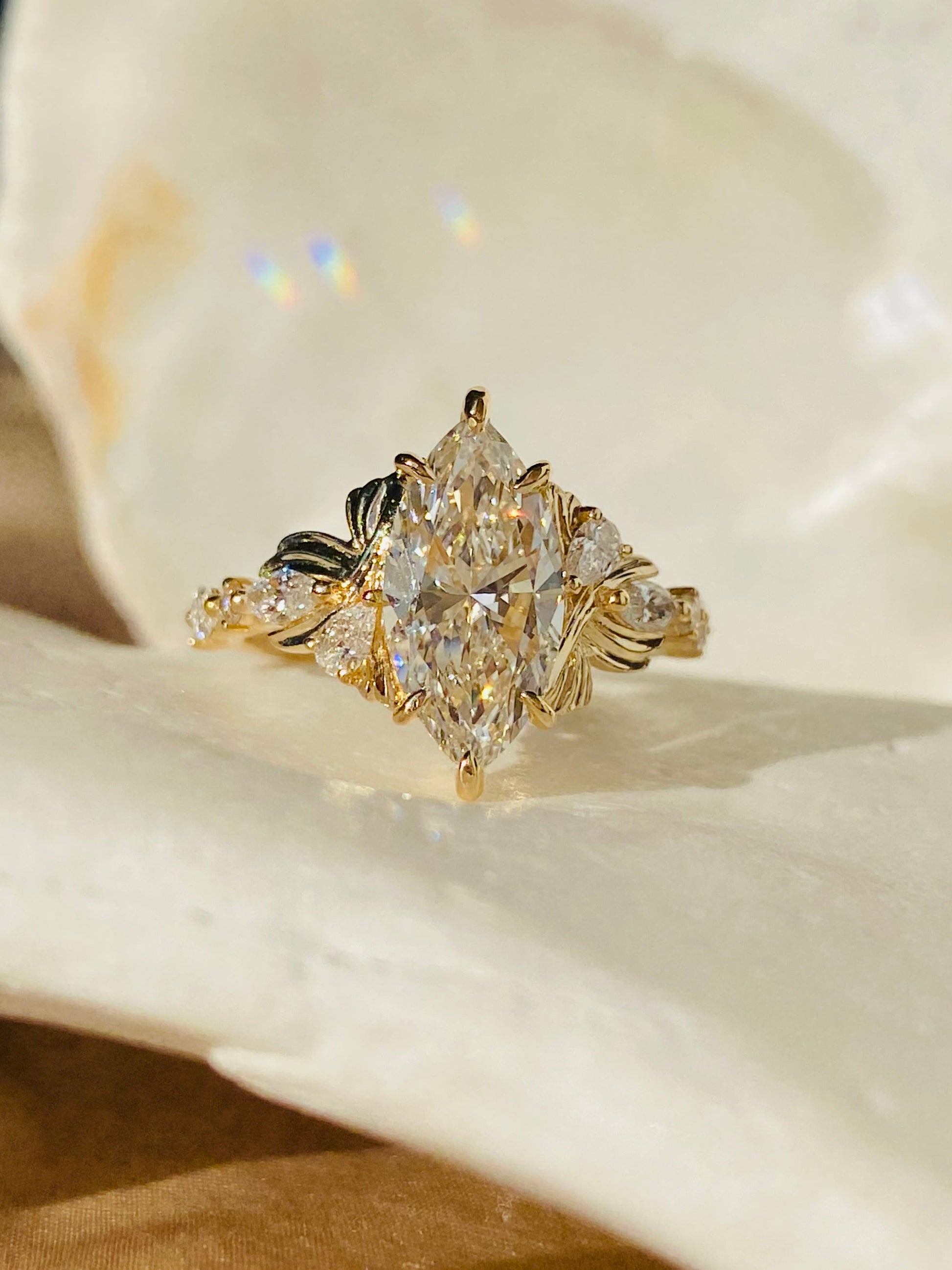Moval Swirl Semi Pave Engagement Ring – 2.5 CT Lab Grown Diamond