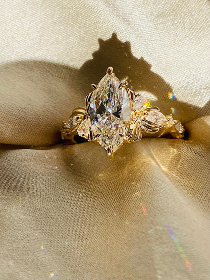 Moval Swirl Semi Pave Engagement Ring – 2.5 CT Lab Grown Diamond