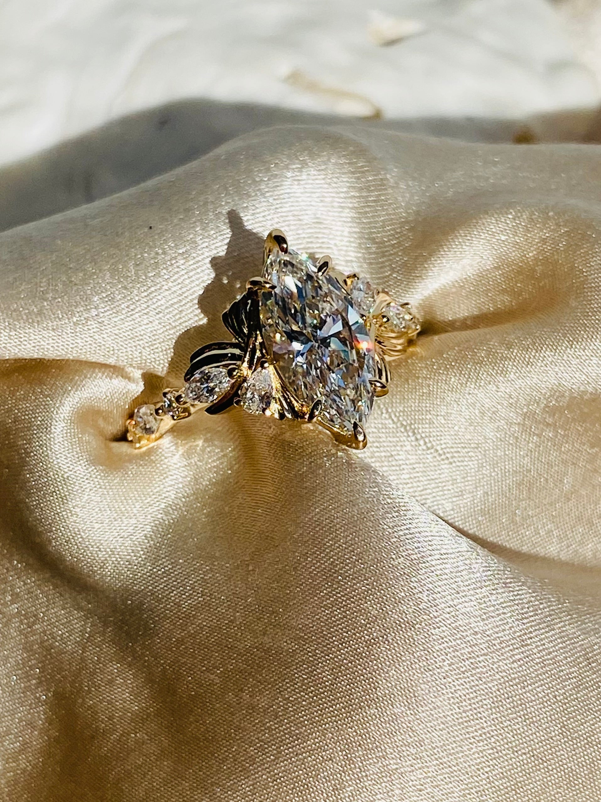 Moval Swirl Semi Pave Engagement Ring – 2.5 CT Lab Grown Diamond