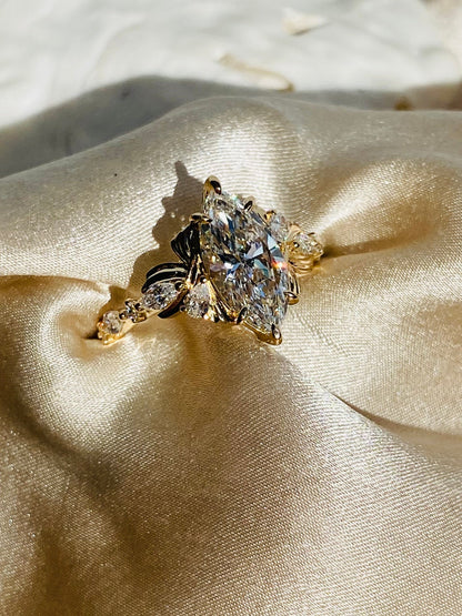 Moval Swirl Semi Pave Engagement Ring – 2.5 CT Lab Grown Diamond