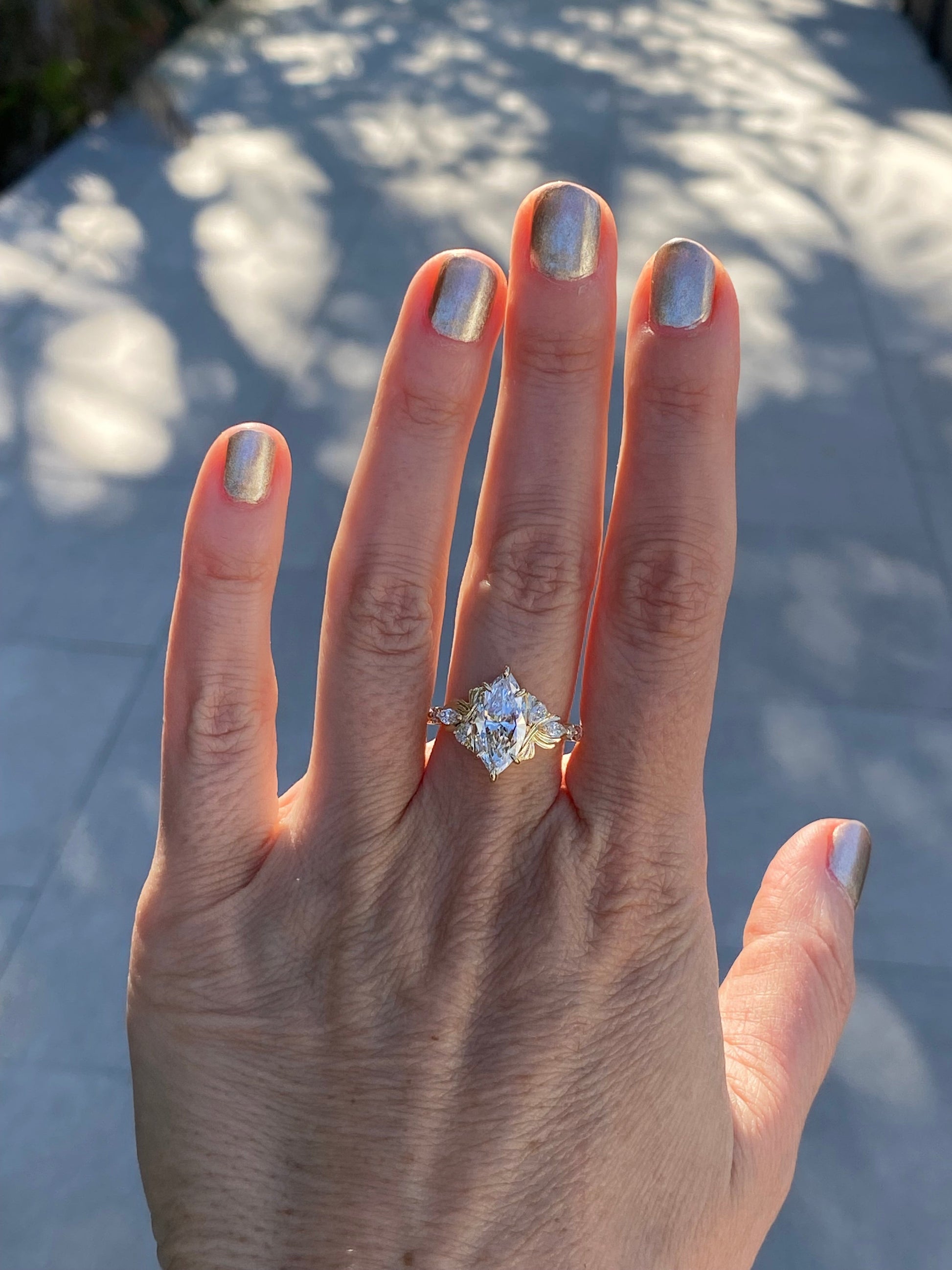 Moval Swirl Semi Pave Engagement Ring – 2.5 CT Lab Grown Diamond