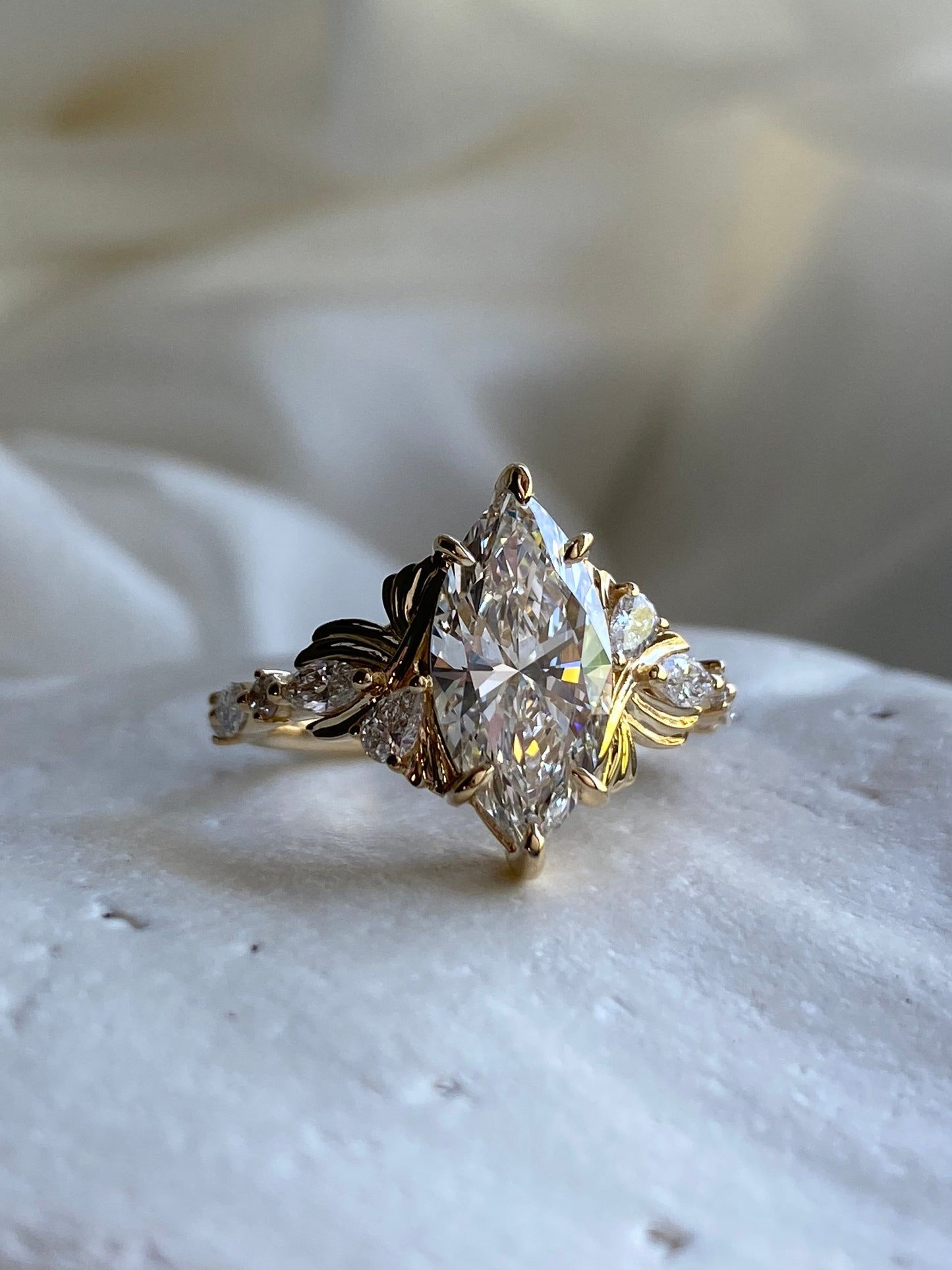 Moval Swirl Semi Pave Engagement Ring – 2.5 CT Lab Grown Diamond