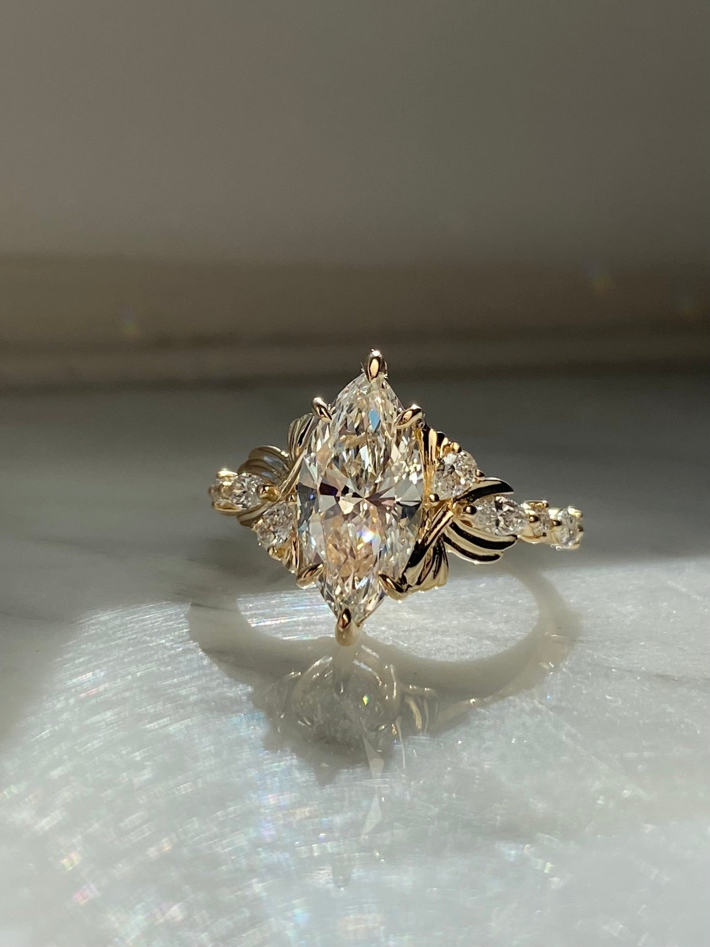 Moval Swirl Semi Pave Engagement Ring – 2.5 CT Lab Grown Diamond