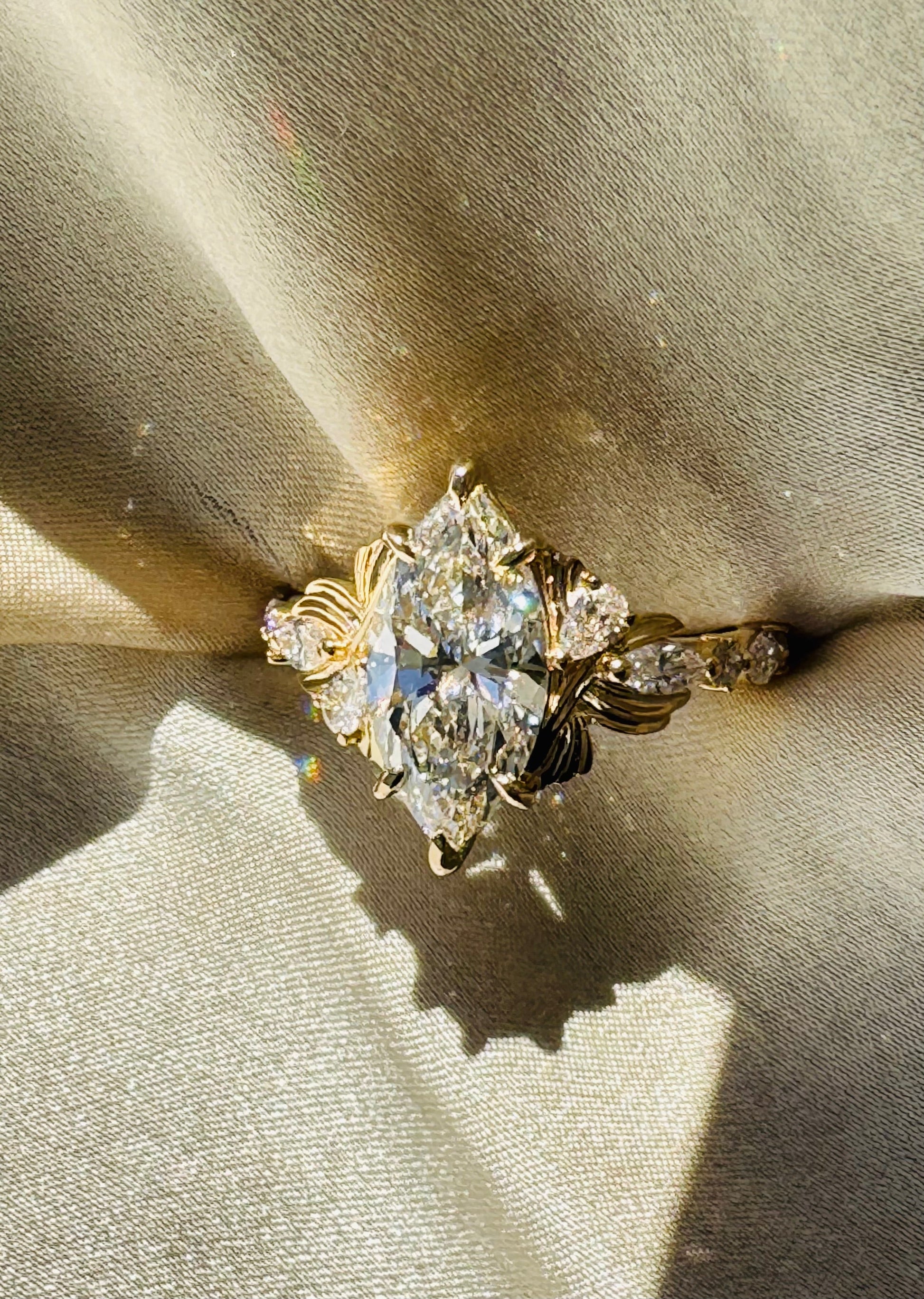 Moval Swirl Semi Pave Engagement Ring – 2.5 CT Lab Grown Diamond
