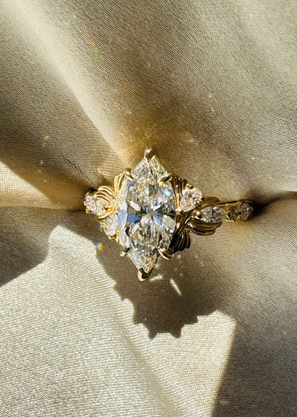 Moval Swirl Semi Pave Engagement Ring – 2.5 CT Lab Grown Diamond