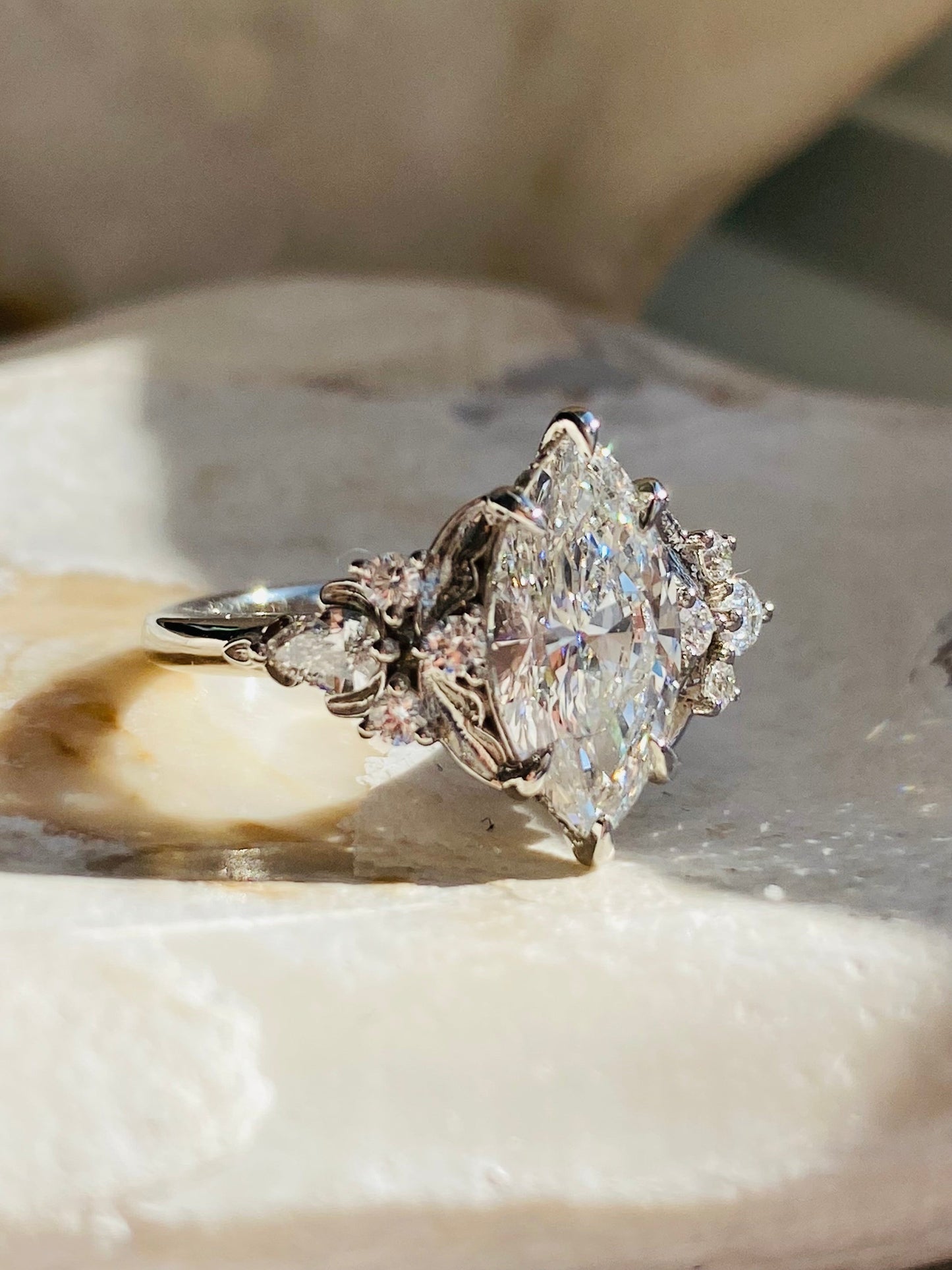 Moval Swirl Semi Pave Engagement Ring – 2.5 CT Lab Grown Diamond