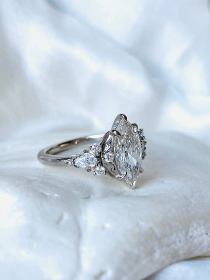 Moval Swirl Semi Pave Engagement Ring – 2.5 CT Lab Grown Diamond