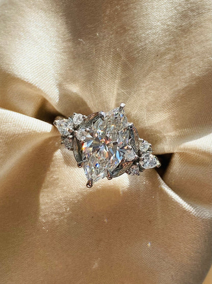 Moval Swirl Semi Pave Engagement Ring – 2.5 CT Lab Grown Diamond