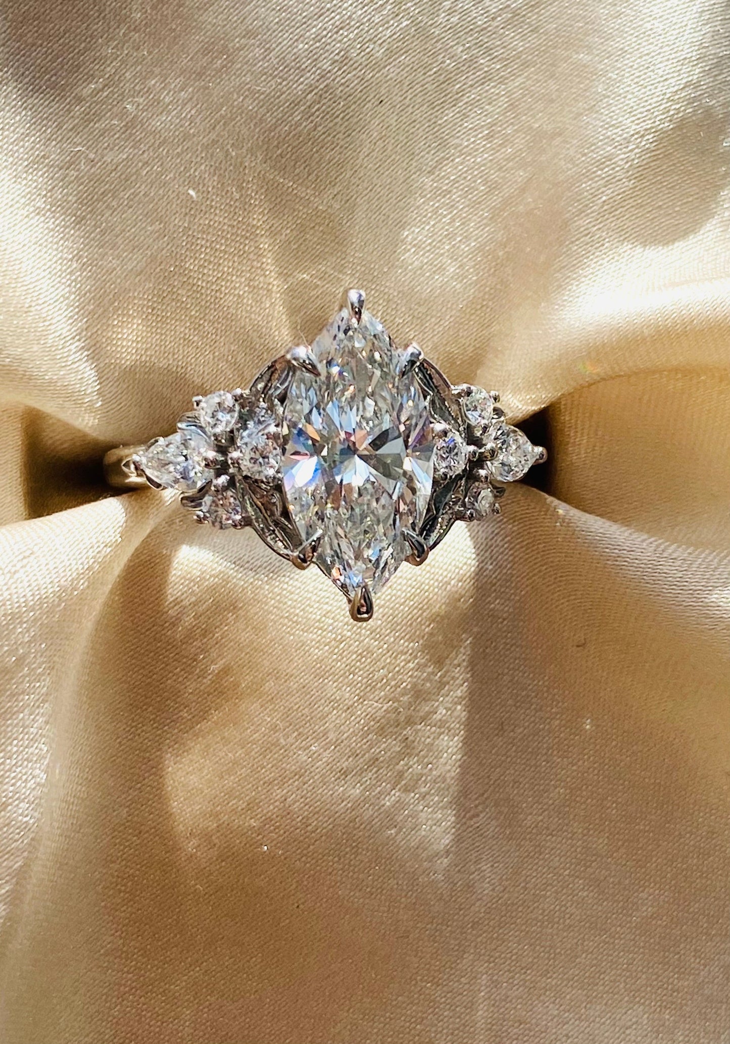 Moval Swirl Semi Pave Engagement Ring – 2.5 CT Lab Grown Diamond