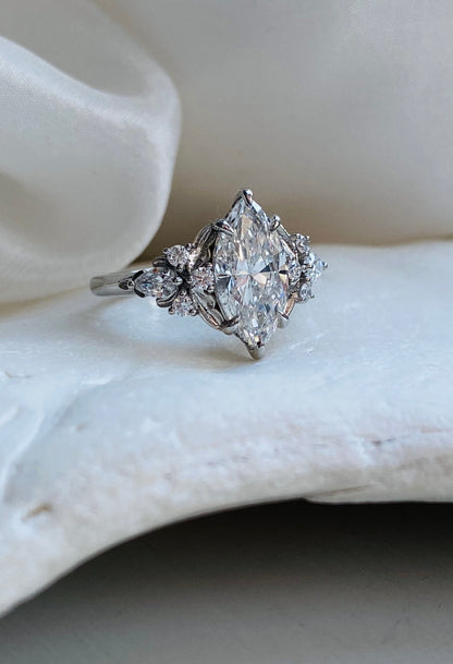 Moval Swirl Semi Pave Engagement Ring – 2.5 CT Lab Grown Diamond