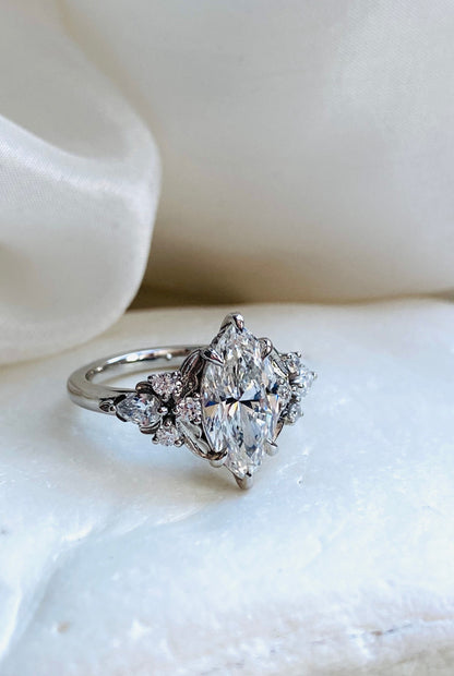 Moval Swirl Semi Pave Engagement Ring – 2.5 CT Lab Grown Diamond