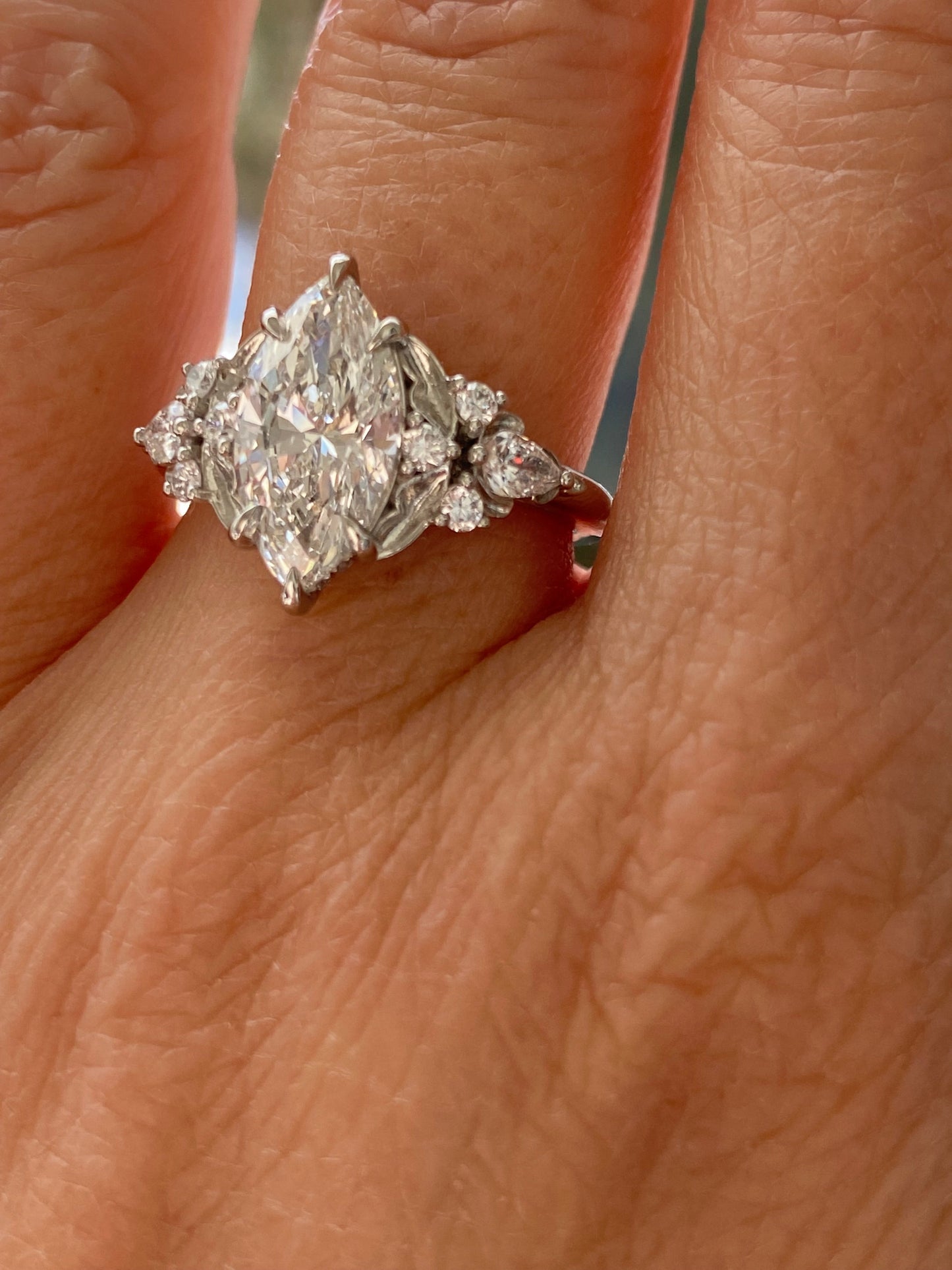 Moval Swirl Semi Pave Engagement Ring – 2.5 CT Lab Grown Diamond