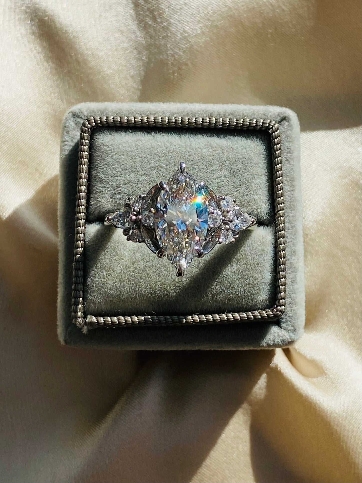 Moval Swirl Semi Pave Engagement Ring – 2.5 CT Lab Grown Diamond