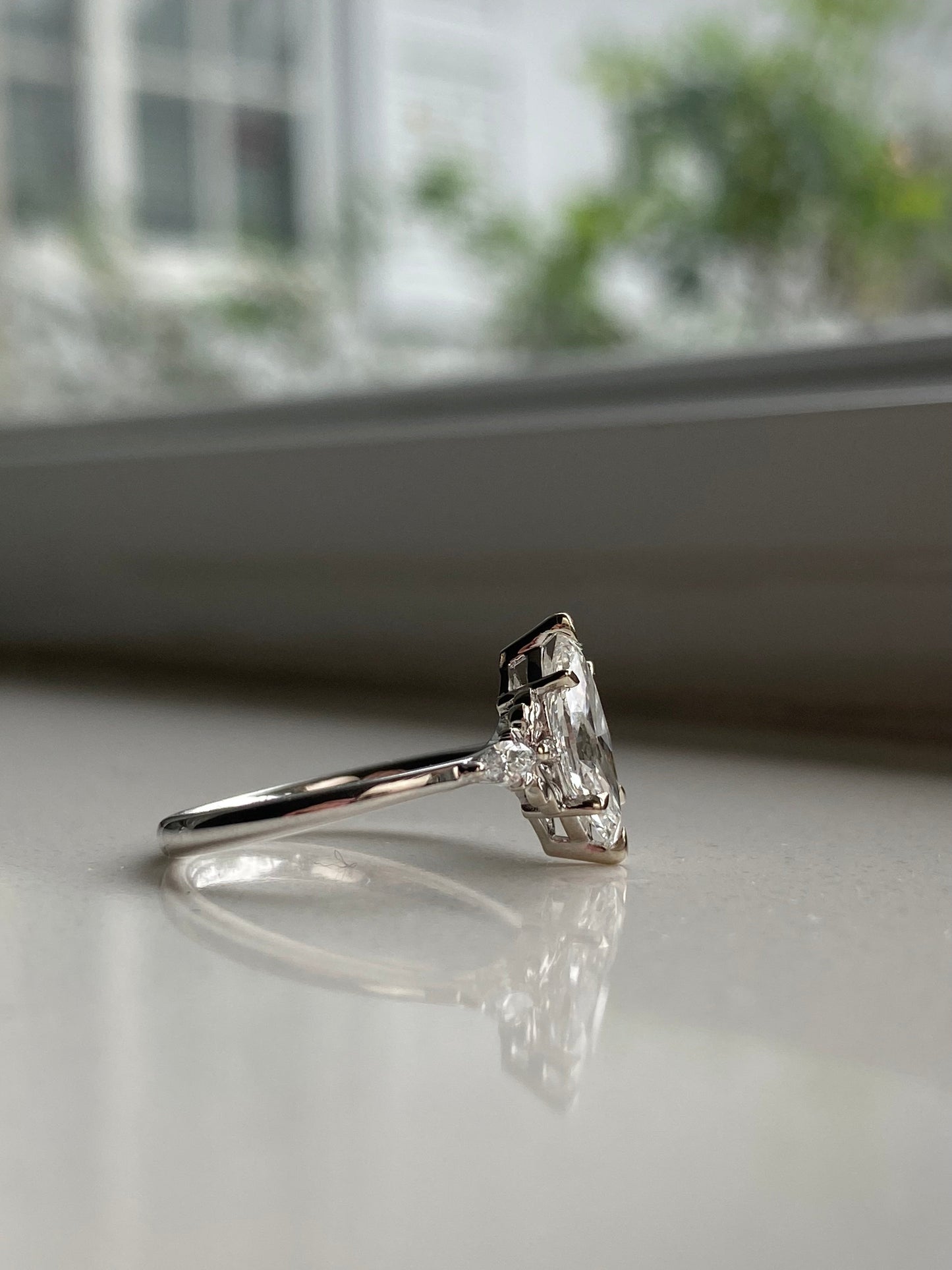 Moval Swirl Semi Pave Engagement Ring – 2.5 CT Lab Grown Diamond
