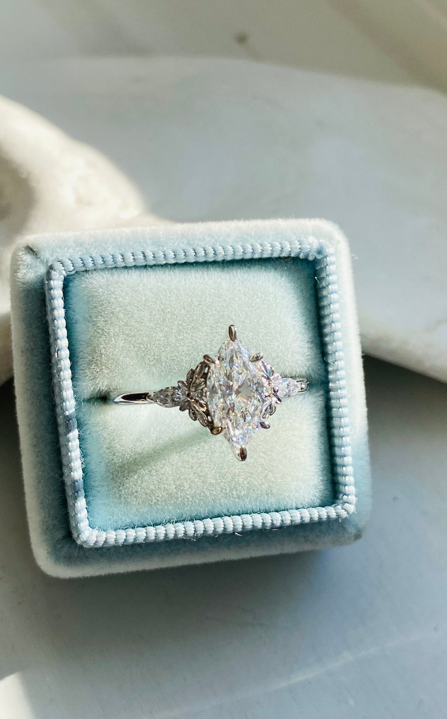 Moval Swirl Semi Pave Engagement Ring – 2.5 CT Lab Grown Diamond
