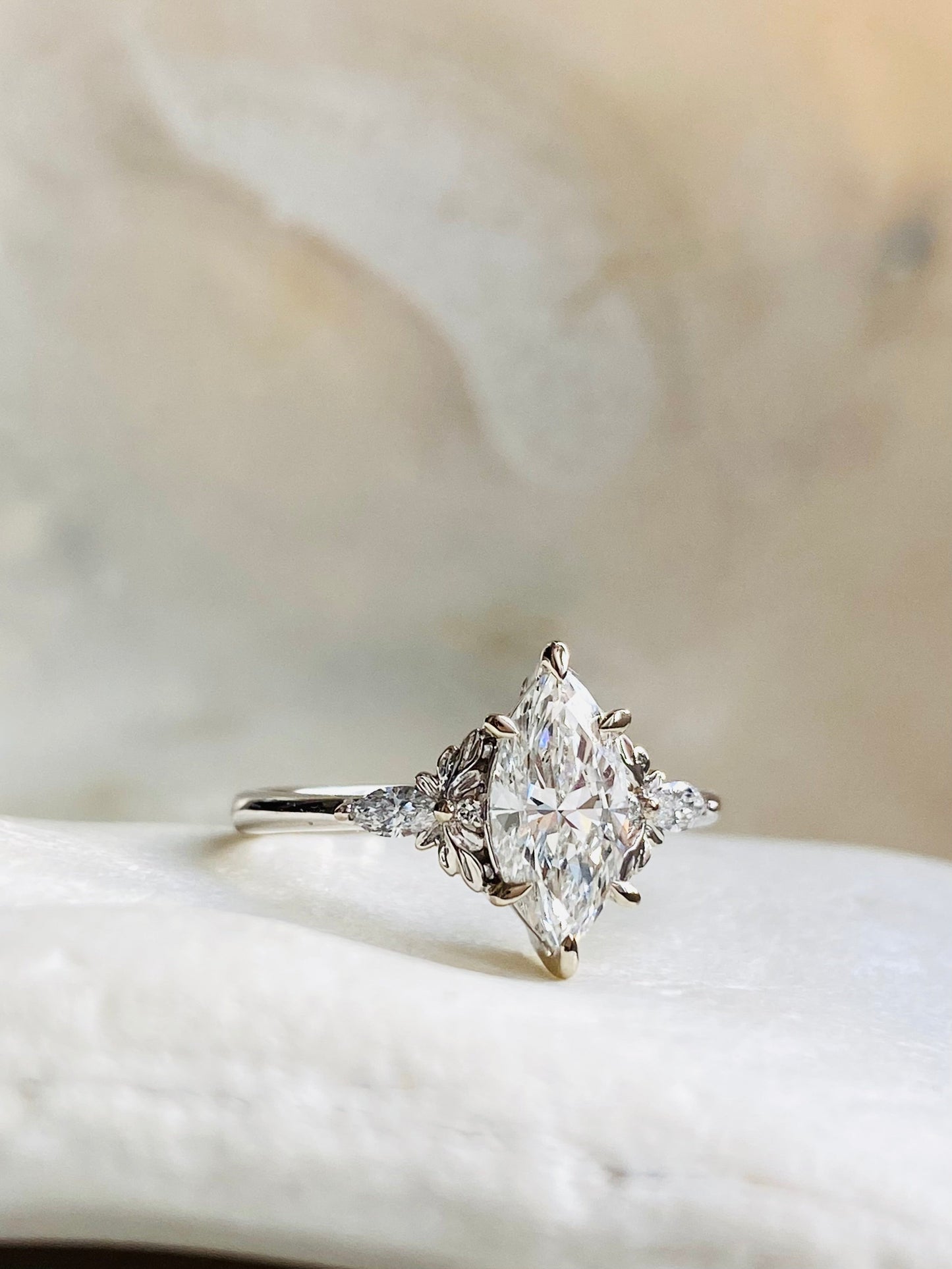 Moval Swirl Semi Pave Engagement Ring – 2.5 CT Lab Grown Diamond