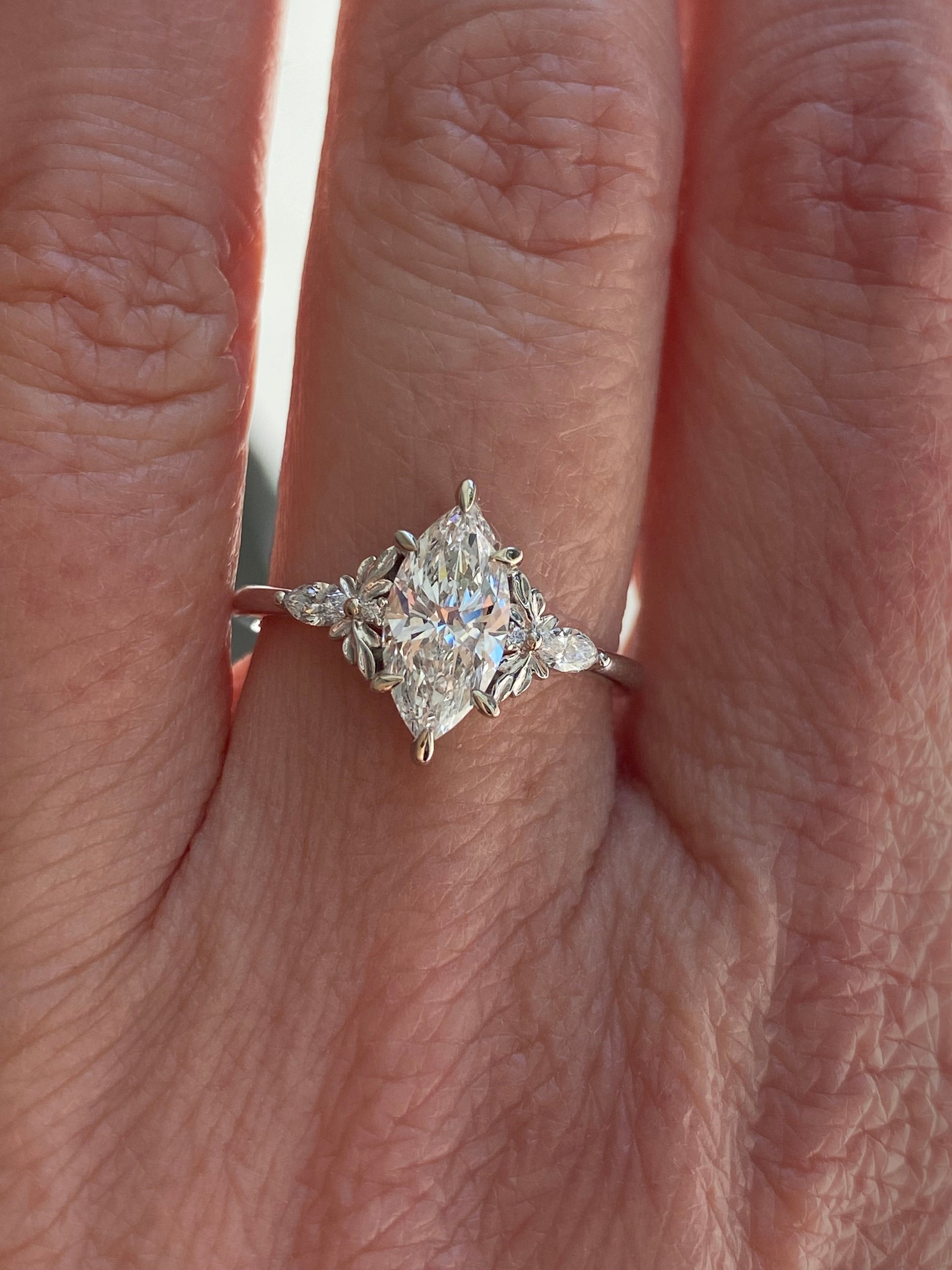 Moval Swirl Semi Pave Engagement Ring – 2.5 CT Lab Grown Diamond