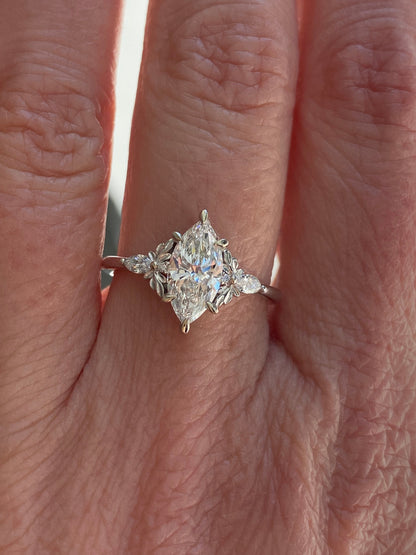 Moval Swirl Semi Pave Engagement Ring – 2.5 CT Lab Grown Diamond