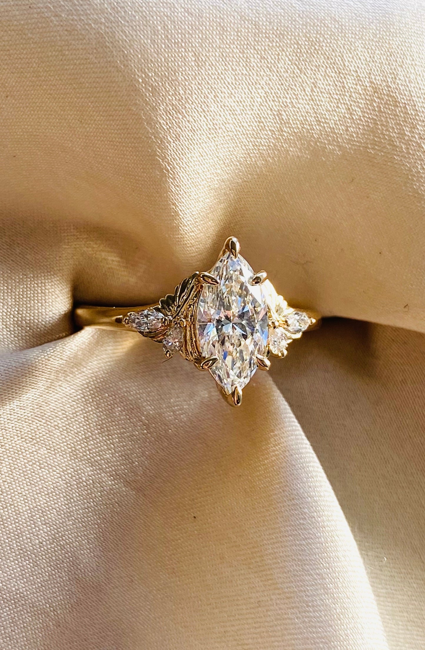 Moval Swirl Semi Pave Engagement Ring – 2.5 CT Lab Grown Diamond