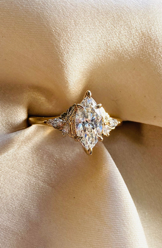 Moval Swirl Semi Pave Engagement Ring – 2.5 CT Lab Grown Diamond