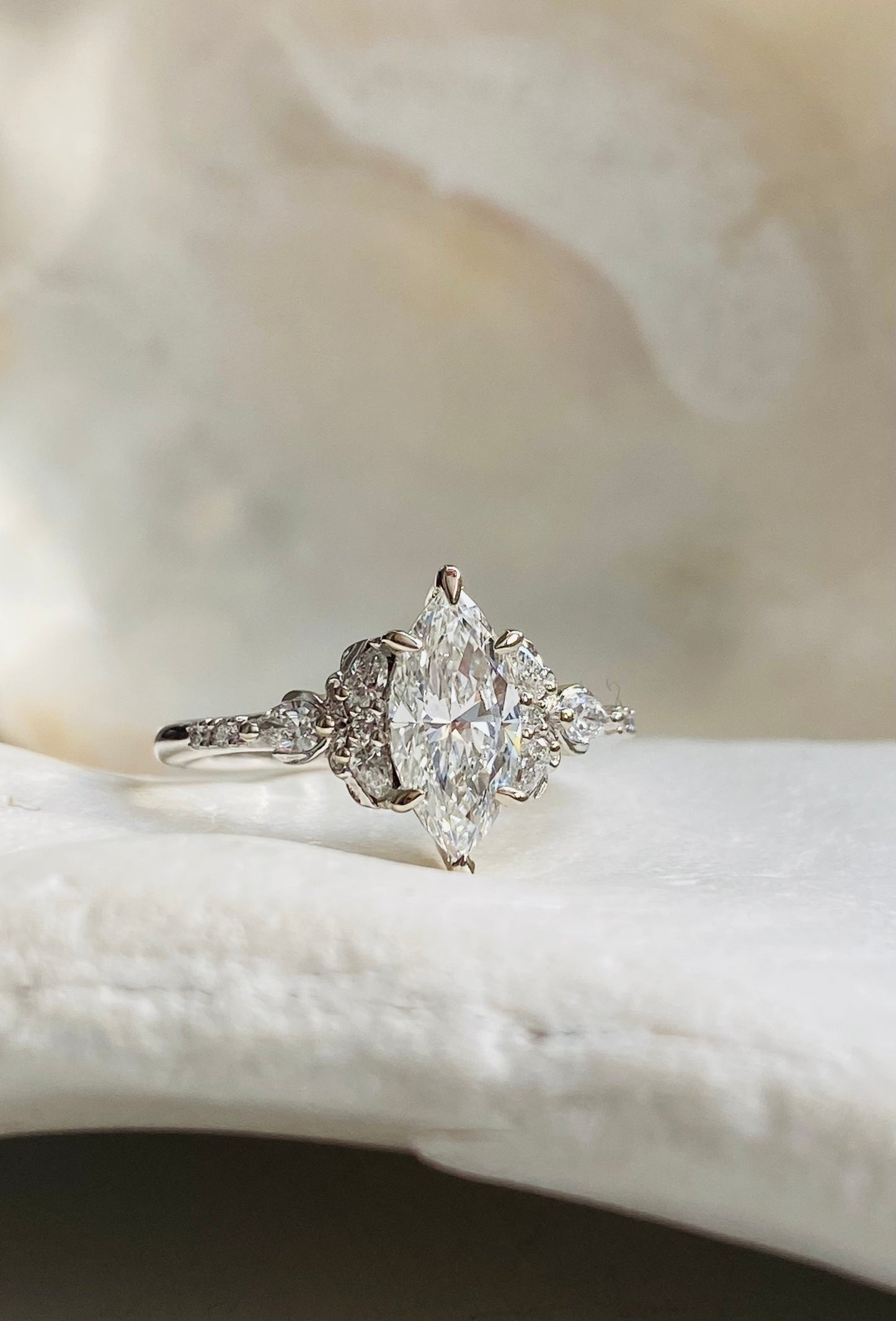 Moval Swirl Semi Pave Engagement Ring – 2.5 CT Lab Grown Diamond