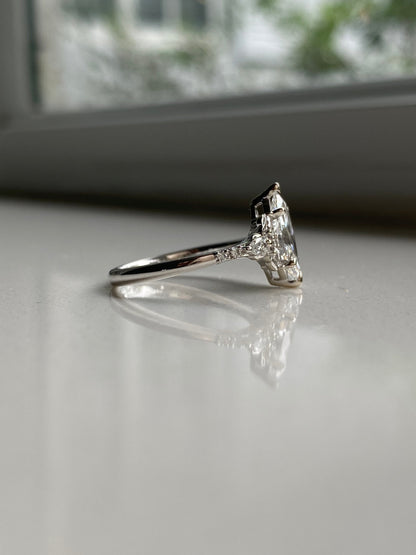 Moval Swirl Semi Pave Engagement Ring – 2.5 CT Lab Grown Diamond