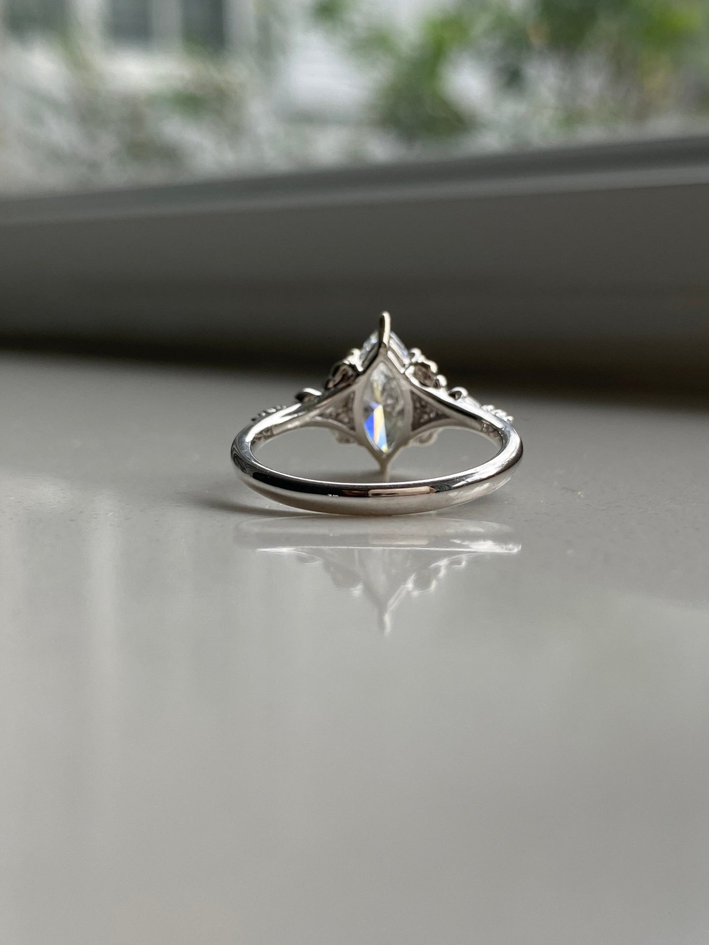 Moval Swirl Semi Pave Engagement Ring – 2.5 CT Lab Grown Diamond