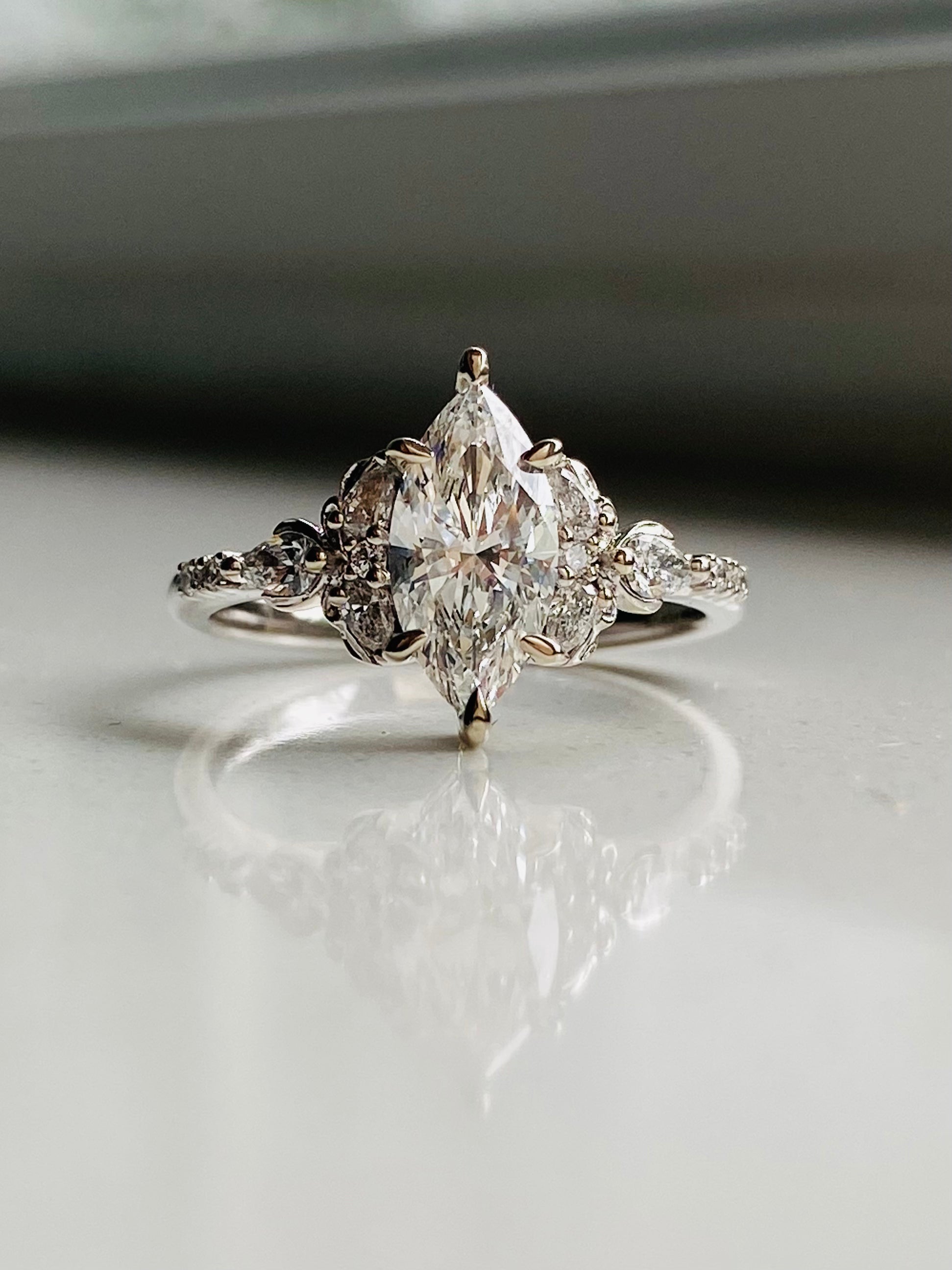 Moval Swirl Semi Pave Engagement Ring – 2.5 CT Lab Grown Diamond
