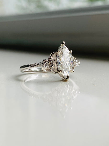 Moval Swirl Semi Pave Engagement Ring – 2.5 CT Lab Grown Diamond