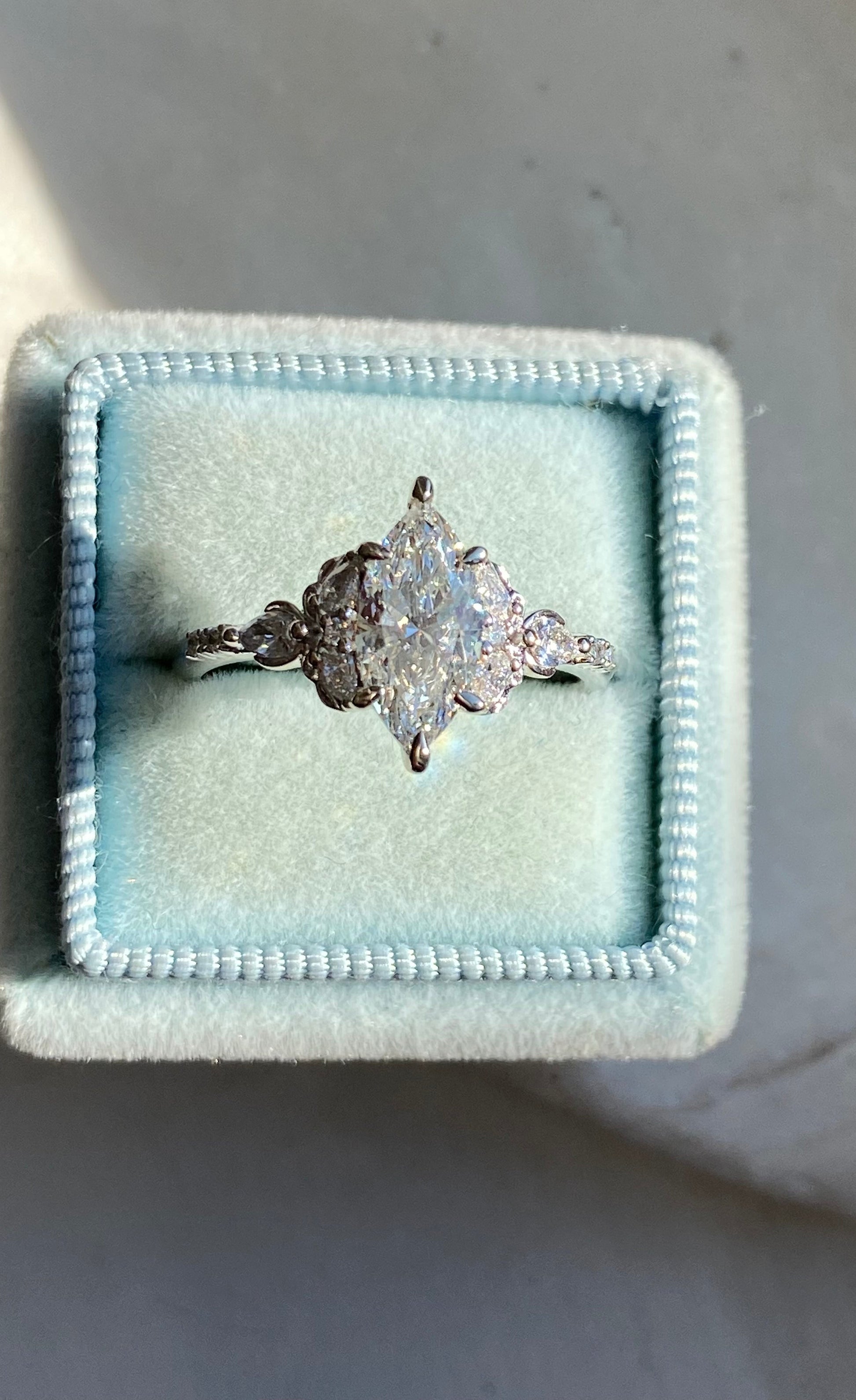 Moval Swirl Semi Pave Engagement Ring – 2.5 CT Lab Grown Diamond
