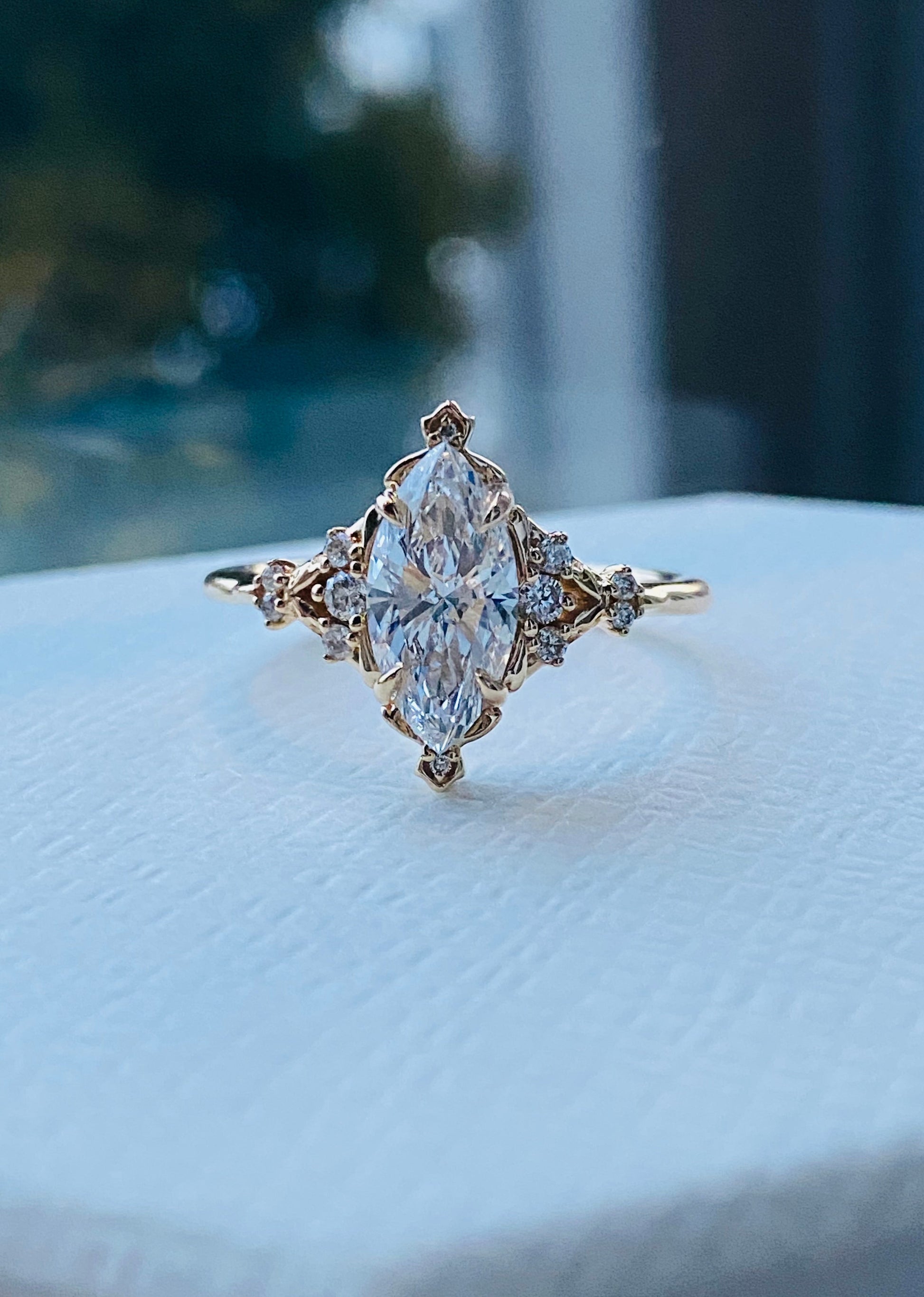 Moval Swirl Semi Pave Engagement Ring – 2.5 CT Lab Grown Diamond