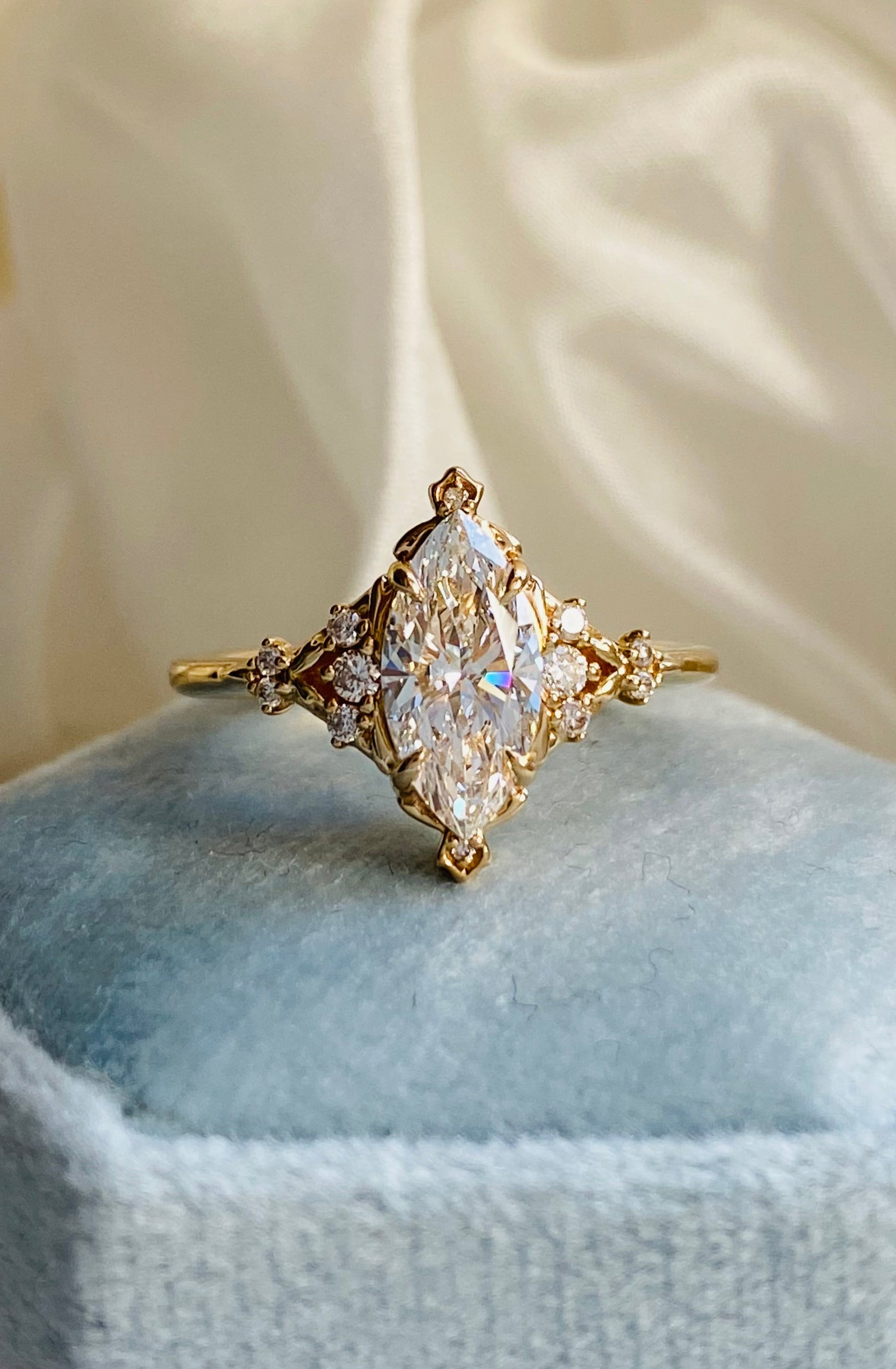 Moval Swirl Semi Pave Engagement Ring – 2.5 CT Lab Grown Diamond