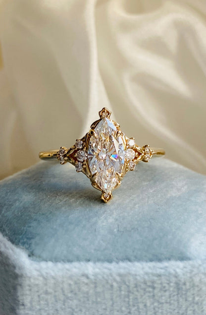 Moval Swirl Semi Pave Engagement Ring – 2.5 CT Lab Grown Diamond